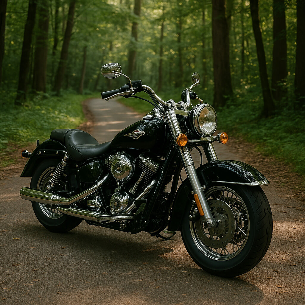 American motorcycle in forrest